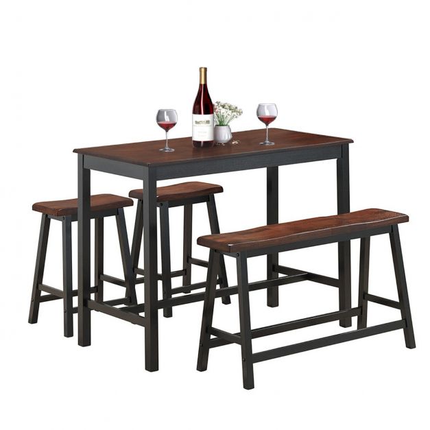 Contemporary Dining Table Set with Bench and Two Stools