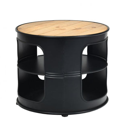 Round End Table with 3-Tier Storage Shelves: Organize Your Living Room in Style