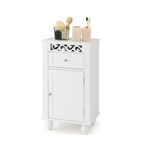Customizable Floral Bathroom Storage Cabinet with Adjustable Shelving