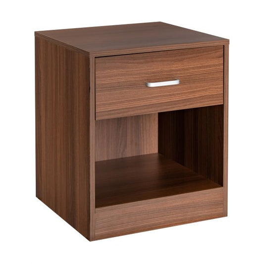 Two-Tier Nightstand with Drawer and Open Shelf