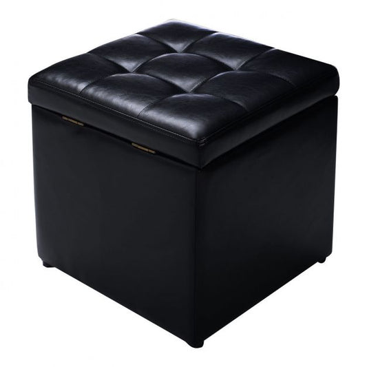 Chic Storage Solutions: PU Leather Cube Ottoman Seat