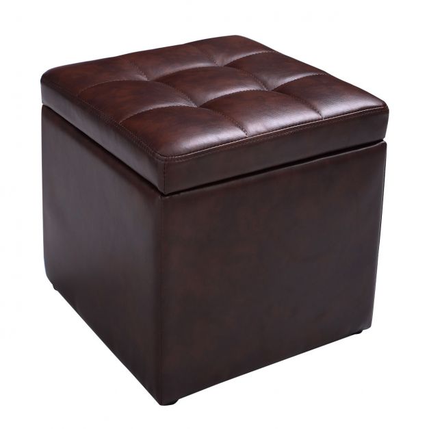 Chic Storage Solutions: PU Leather Cube Ottoman Seat